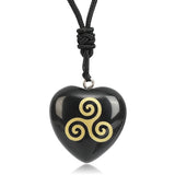 Natural Stone Carving Triple Spiral Reiki Symbol Pendant Necklace For Women