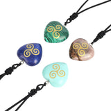 Natural Stone Carving Triple Spiral Reiki Symbol Pendant Necklace For Women