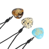 Natural Stone Carving Triple Spiral Reiki Symbol Pendant Necklace For Women