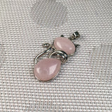 Cat Shape Rose Quartz/Tiger Eye Pendant 25x45mm
