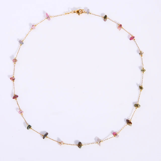 Natural Stone Chain Necklace Womens Stainless Steel Choker Jewelry