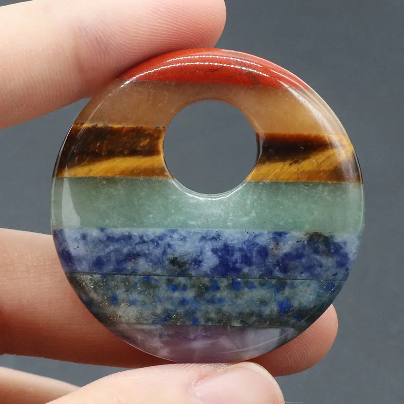 Natural Stone Chakra Big Hole Bead Round Shape Bless Healings Beads