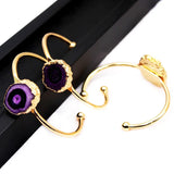 Natural Stone Chakra Healing Cuff Bracelet Purple