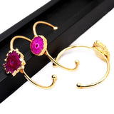 Natural Stone Chakra Healing Cuff Bracelet Purple