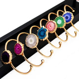 Natural Stone Chakra Healing Cuff Bracelet Purple