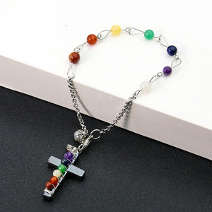 Chakra Pendulum Dowsing Bracelet Cross Pendant Gift