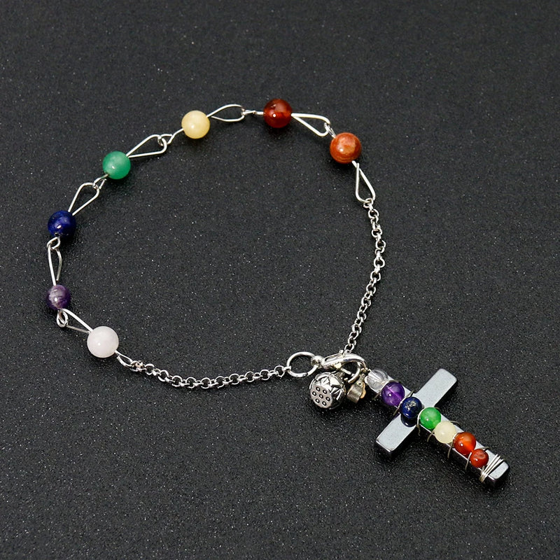 Chakra Pendulum Dowsing Bracelet Cross Pendant Gift