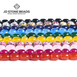 Chalcedony Drum Barrel Beads Red Yellow Green Spacer Jades