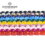 Chalcedony Drum Barrel Beads Red Yellow Green Spacer Jades