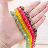 Chalcedony Drum Barrel Beads Red Yellow Green Spacer Jades