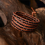 Natural Stone Charm 5 Strands Wrap Boho Leather Bracelet
