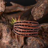 Natural Stone Charm 5 Strands Wrap Boho Leather Bracelet
