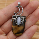 Natural Stone Charm Opal Tiger Eye /Rose Quartz Pendant DIY Jewelry Making