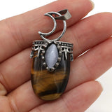 Natural Stone Charm Opal Tiger Eye /Rose Quartz Pendant DIY Jewelry Making