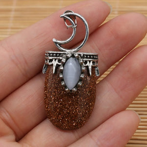 Natural Stone Charm Opal Tiger Eye /Rose Quartz Pendant DIY Jewelry Making