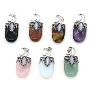 Natural Stone Charm Opal Tiger Eye /Rose Quartz Pendant DIY Jewelry Making