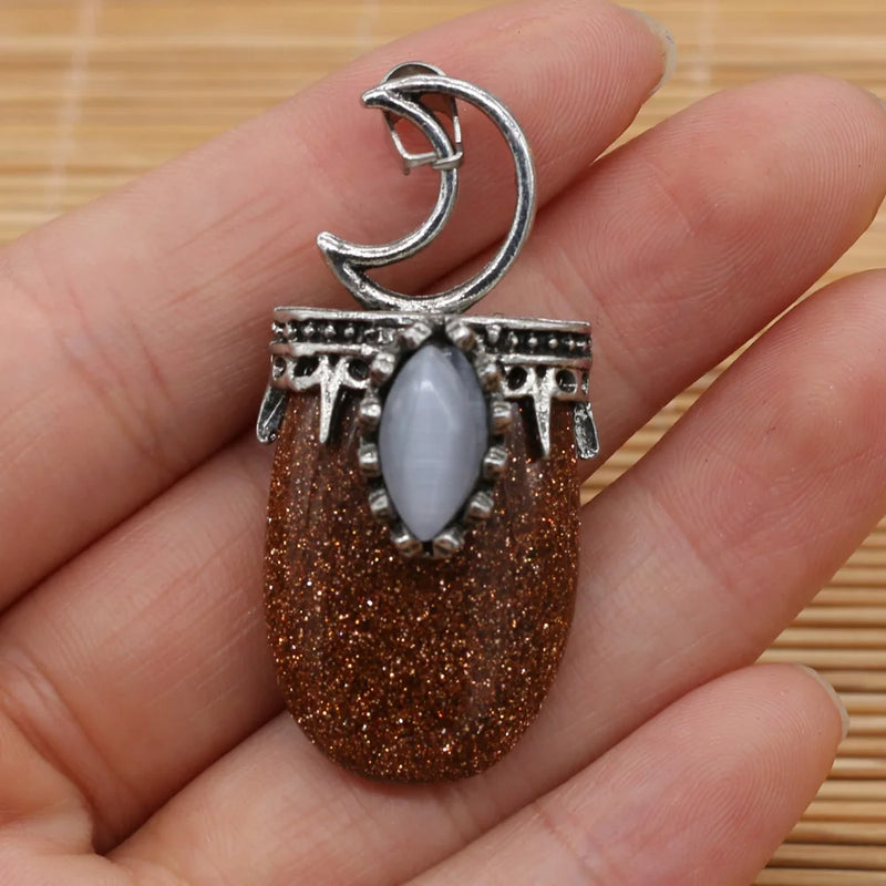 Natural Stone Charm Opal Tiger Eye /Rose Quartz Pendant DIY Jewelry Making