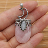 Natural Stone Charm Opal Tiger Eye /Rose Quartz Pendant DIY Jewelry Making