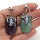 Natural Stone Charm Opal Tiger Eye /Rose Quartz Pendant DIY Jewelry Making