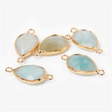 Natural Stone Charm Pendant Quartz Labradorite Amethysts Water Drop 23*13-14mm