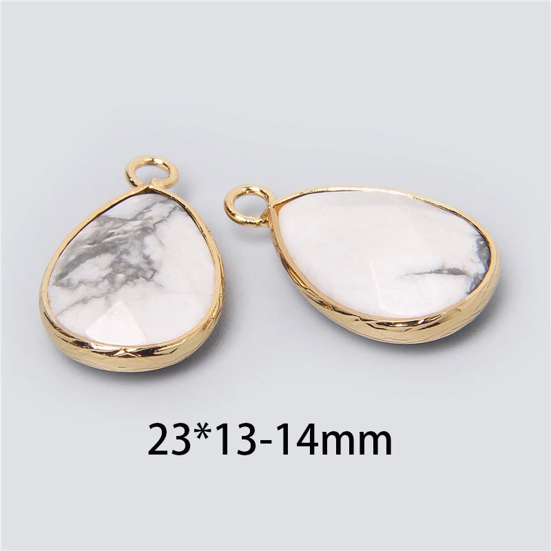 Natural Stone Charm Pendant Quartz Labradorite Amethysts Water Drop 23*13-14mm