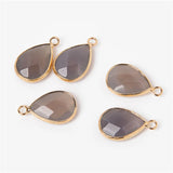 Natural Stone Charm Pendant Quartz Labradorite Amethysts Water Drop 23*13-14mm