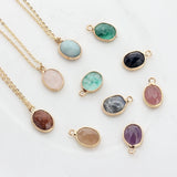 Natural Stone Charms Pendant Oval Shape Faceted Stone Charms For DIY Jewelry