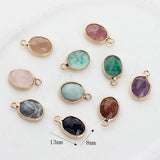 Natural Stone Charms Pendant Oval Shape Faceted Stone Charms For DIY Jewelry