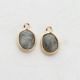 Natural Stone Charms Pendant Oval Shape Faceted Stone Charms For DIY Jewelry