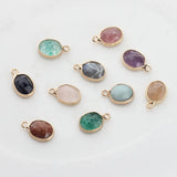 Natural Stone Charms Pendant Oval Shape Faceted Stone Charms For DIY Jewelry