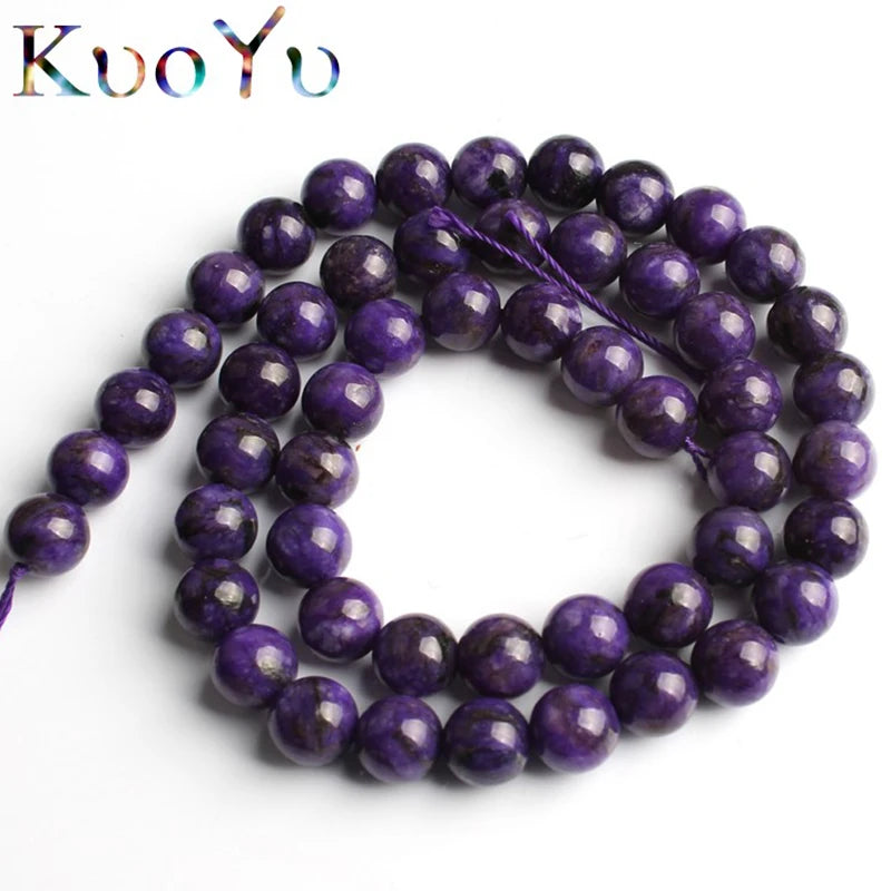 Charoite Beads Gem Smooth Purple Round Loose Bead 6mm 8mm 10mm