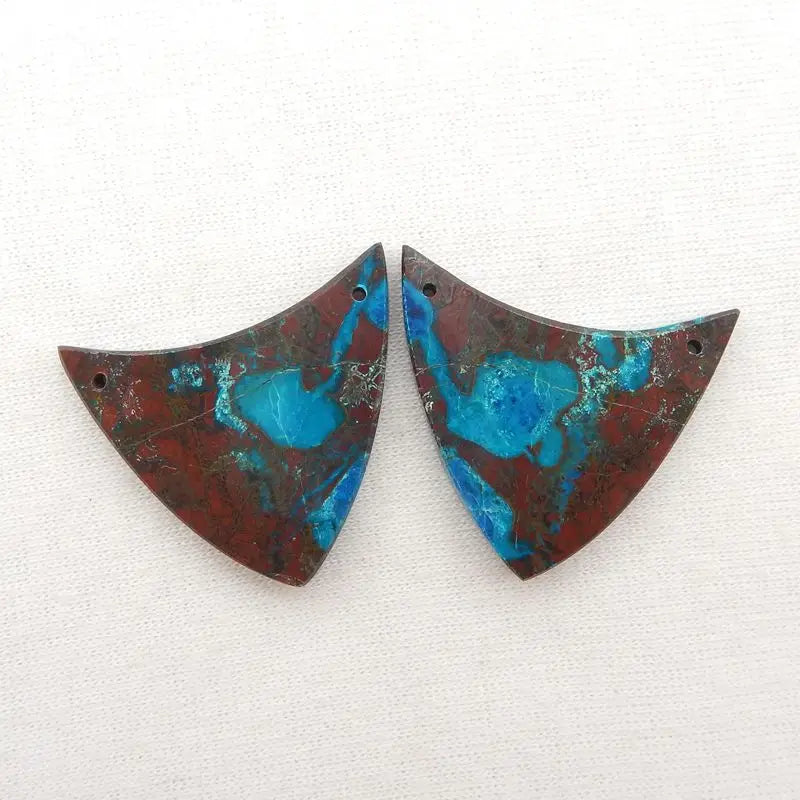 Chrysocolla Double Hole Earring Bead 29x28x3mm Women Accessories