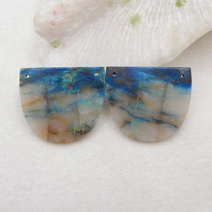 Chrysocolla Double Holes Earring Beads 35x30x3mm 15g
