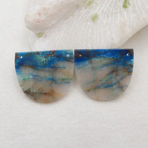 Chrysocolla Double Holes Earring Beads 35x30x3mm 15g