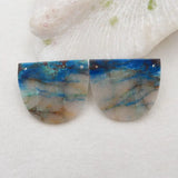 Chrysocolla Double Holes Earring Beads 35x30x3mm 15g