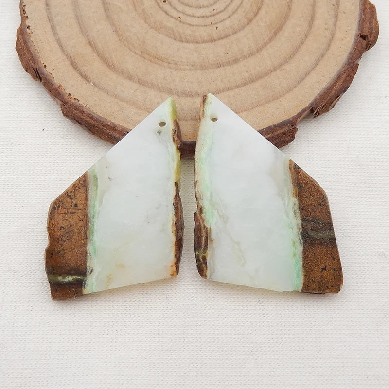 Natural Stone Chrysoprase Nugget Earring Bead 32x24x3mm 8g