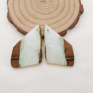 Natural Stone Chrysoprase Nugget Earring Bead 32x24x3mm 8g