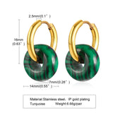 Natural Stone Circle Dangling Huggie Earrings, Women Interlinked Hoops