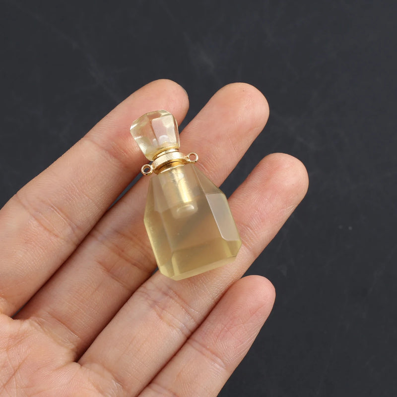 Citrine Reiki Healing Crystal Perfume Bottle Pendant 33x17mm