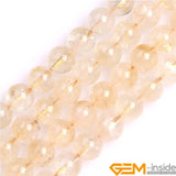 Natural Stone Citrines Round Loose Spacer Beads For Jewelry Making 15 Inch
