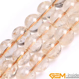 Natural Stone Citrines Round Loose Spacer Beads For Jewelry Making 15 Inch