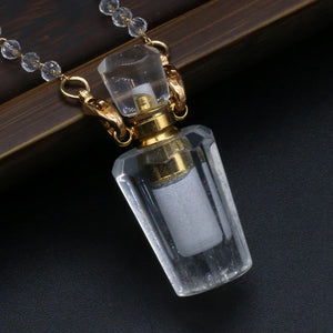Clear Quartz Irregular Perfume Bottle Pendant for DIY Necklace