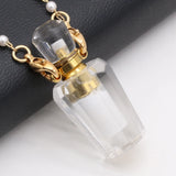 Clear Quartz Irregular Perfume Bottle Pendant for Jewelry Making