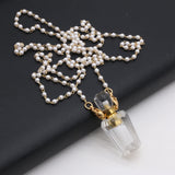 Clear Quartz Irregular Perfume Bottle Pendant for Jewelry Making