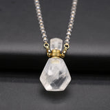 Clear Quartz Perfume Bottle Pendant Necklace Crystal Essential Oil Diffuser