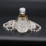 Clear Quartz Perfume Bottle Pendant Necklace Crystal Essential Oil Diffuser