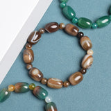 Natural Stone Coffee Lace Agates Bracelet Cylinder Shape Jades Beads Bracelets
