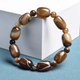 Natural Stone Coffee Lace Agates Bracelet Cylinder Shape Jades Beads Bracelets