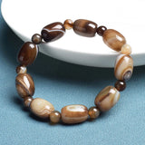 Natural Stone Coffee Lace Agates Bracelet Cylinder Shape Jades Beads Bracelets