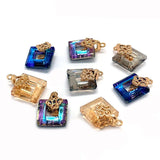 Natural Stone Gradient Crystal Necklace Pendant Faceted DIY Earrings 10pcs